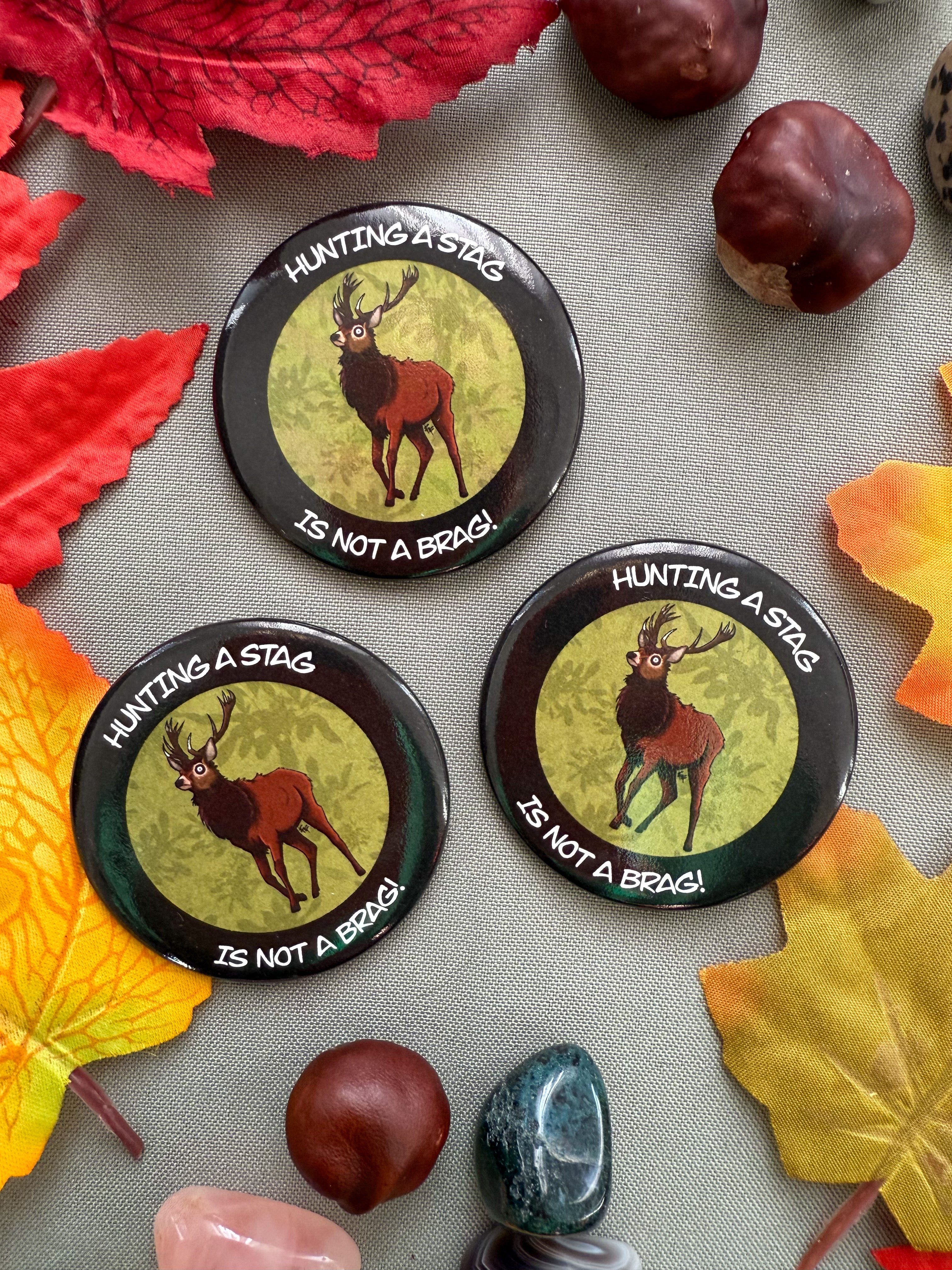 Anti-Trophy Hunting Red Deer Stag Button Badge