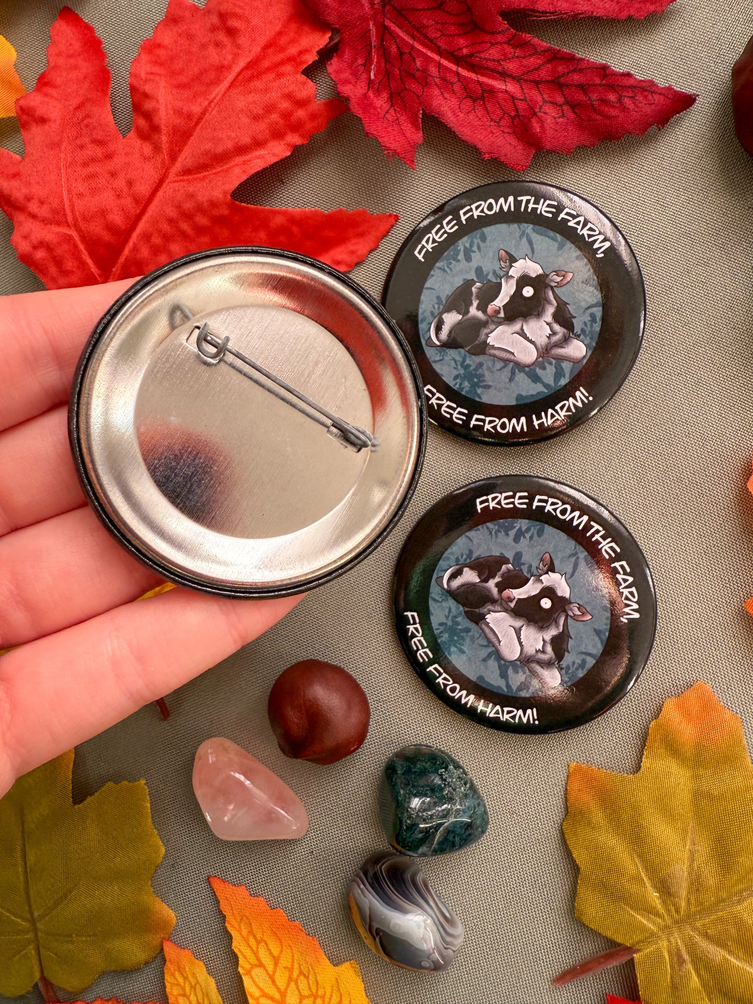 Vegan Cow Button Badge