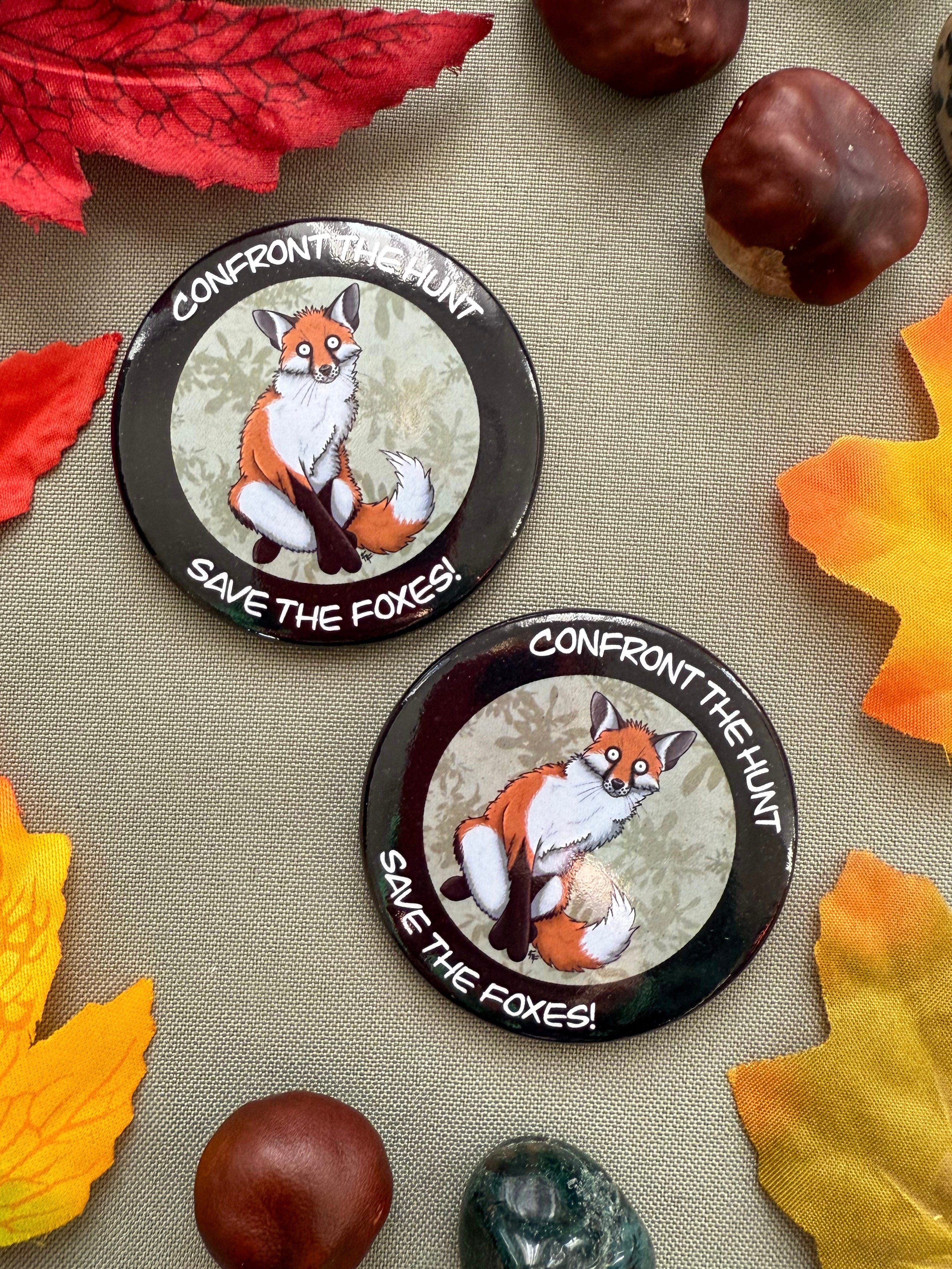Anti-Fox Hunting Button Badge