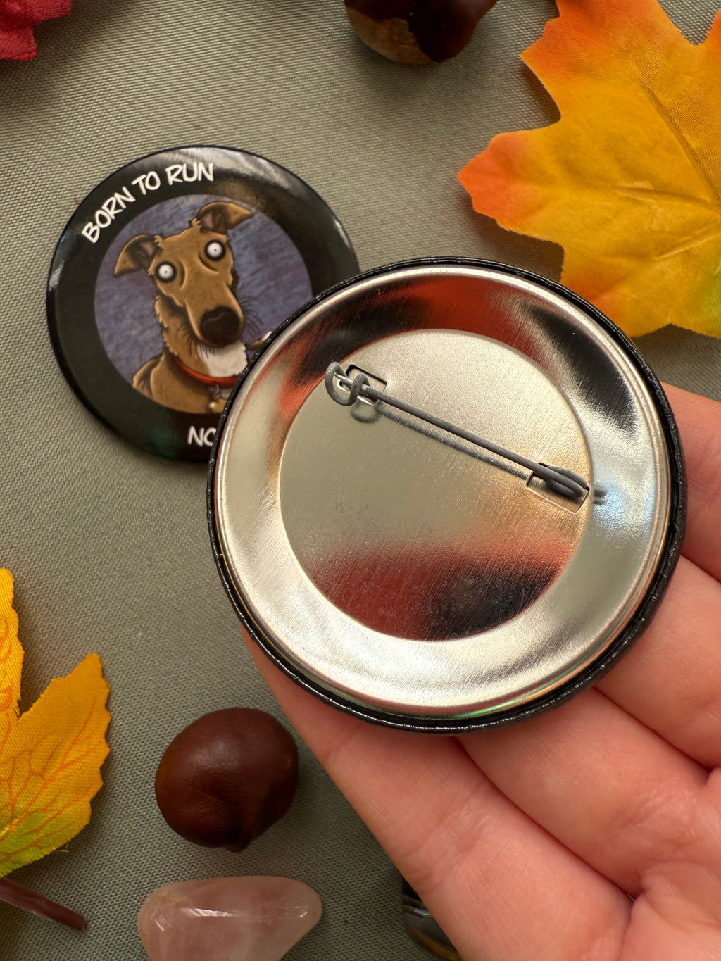 Born to Run! Anti-Greyhound Button Badge