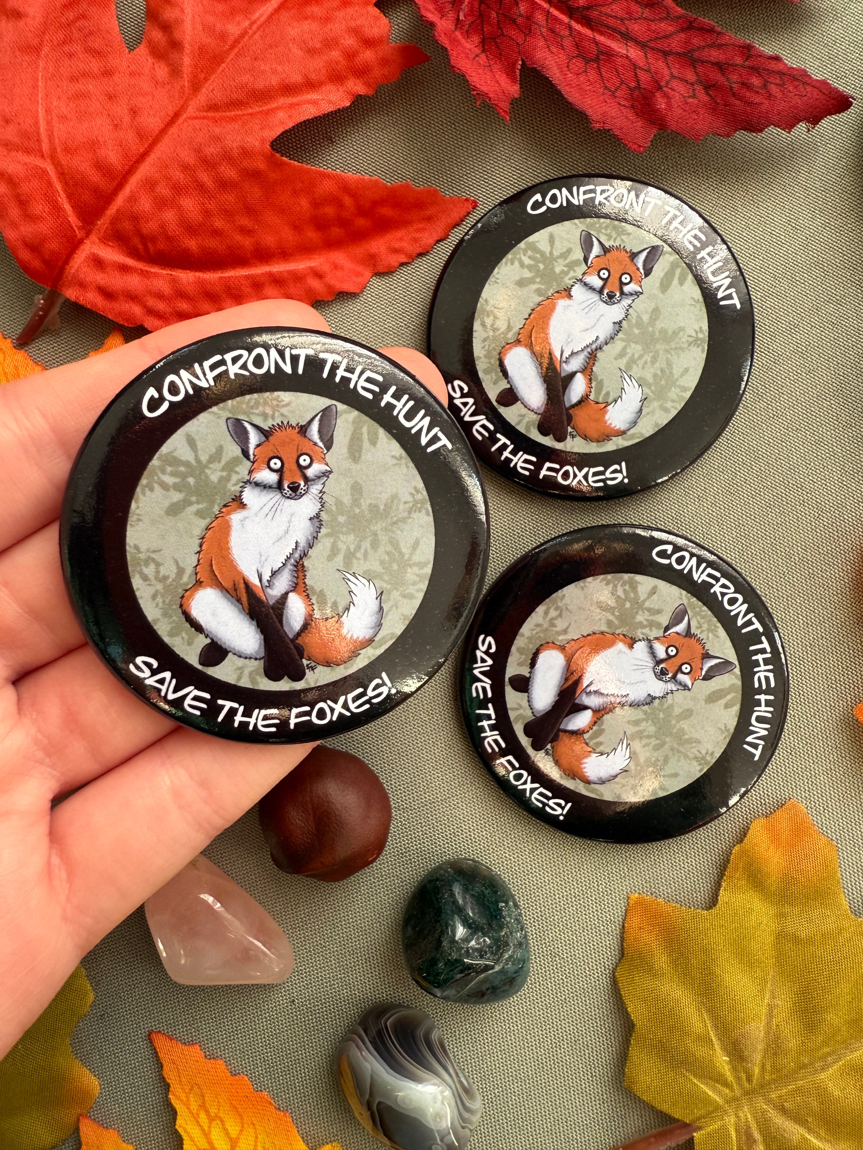Anti-Fox Hunting Button Badge