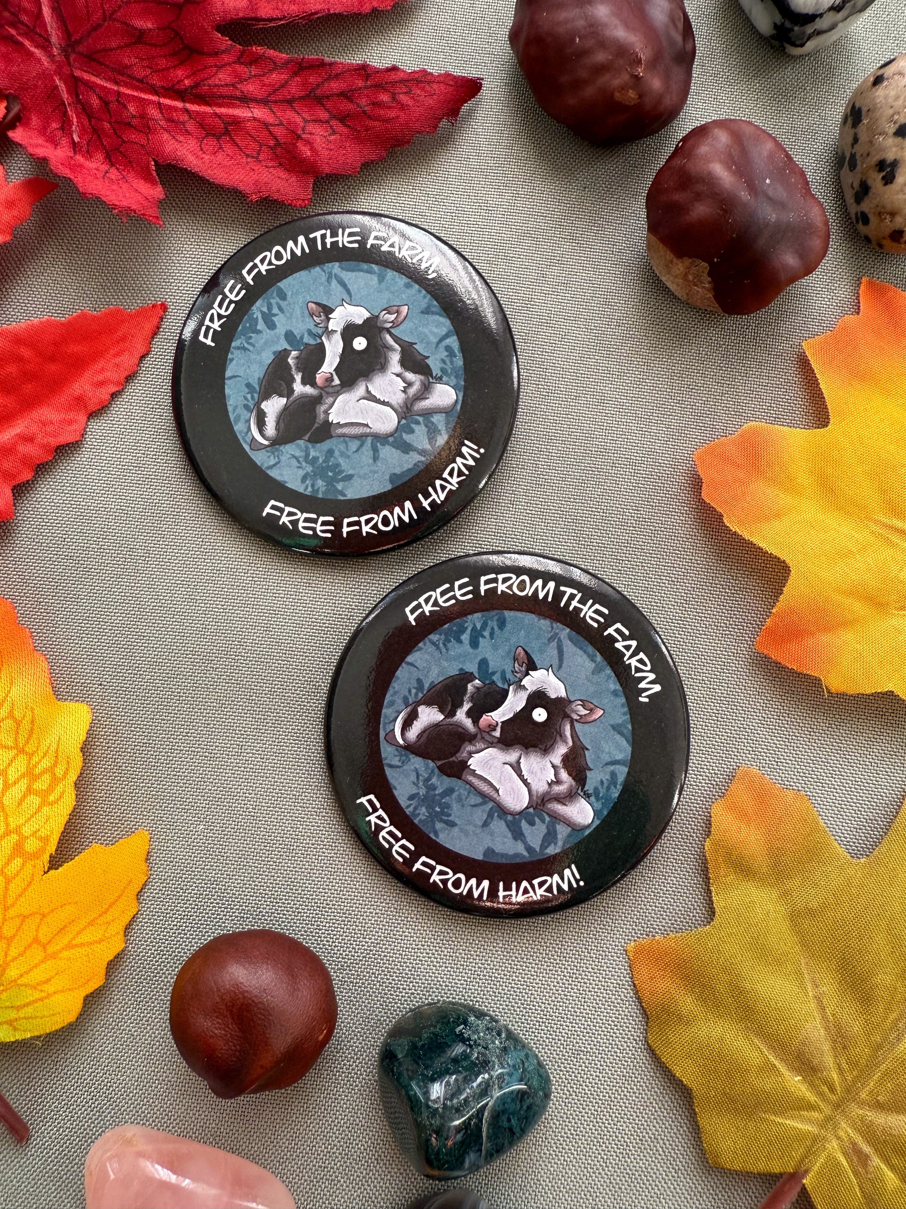 Vegan Cow Button Badge
