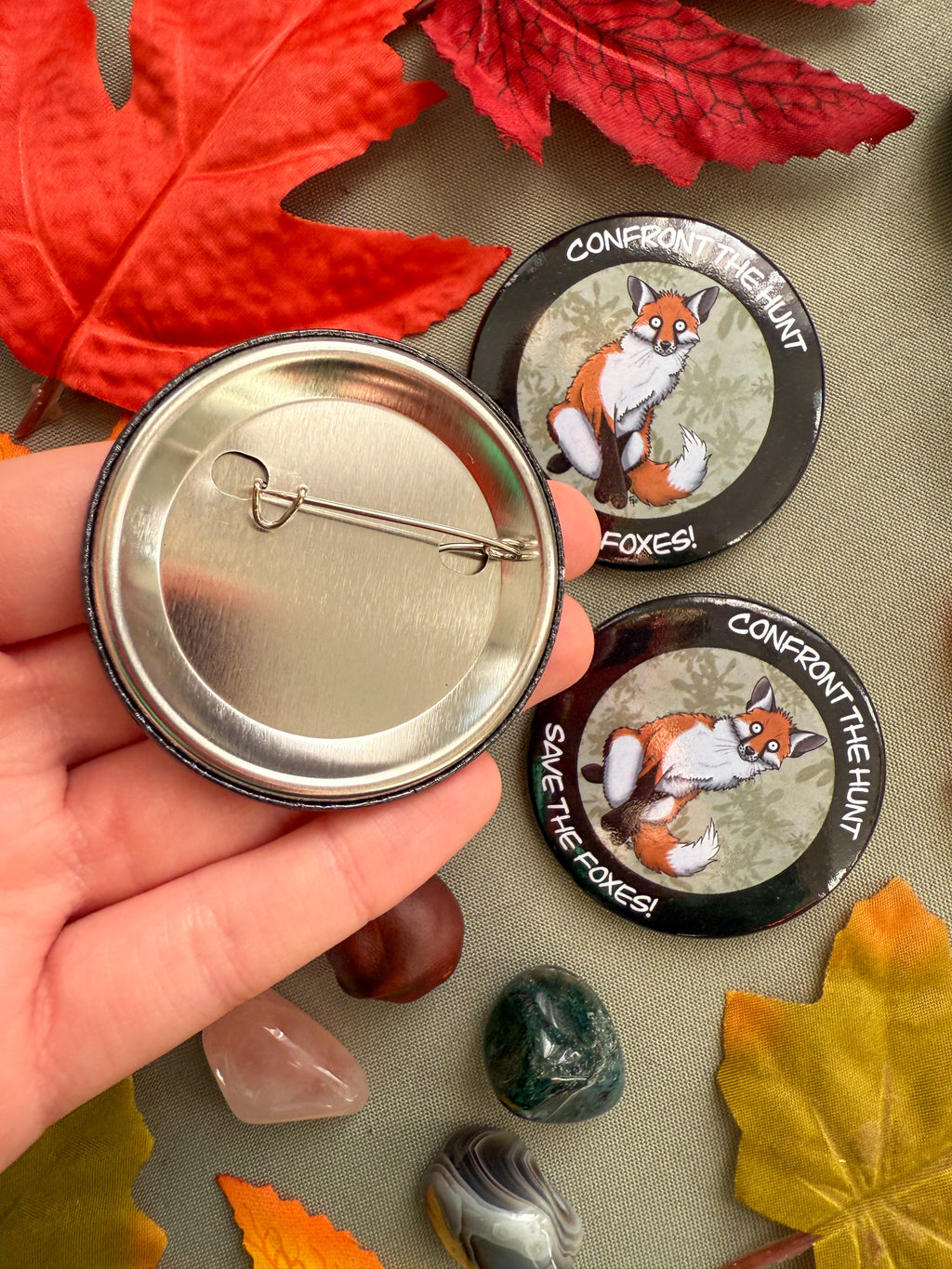 Anti-Fox Hunting Button Badge