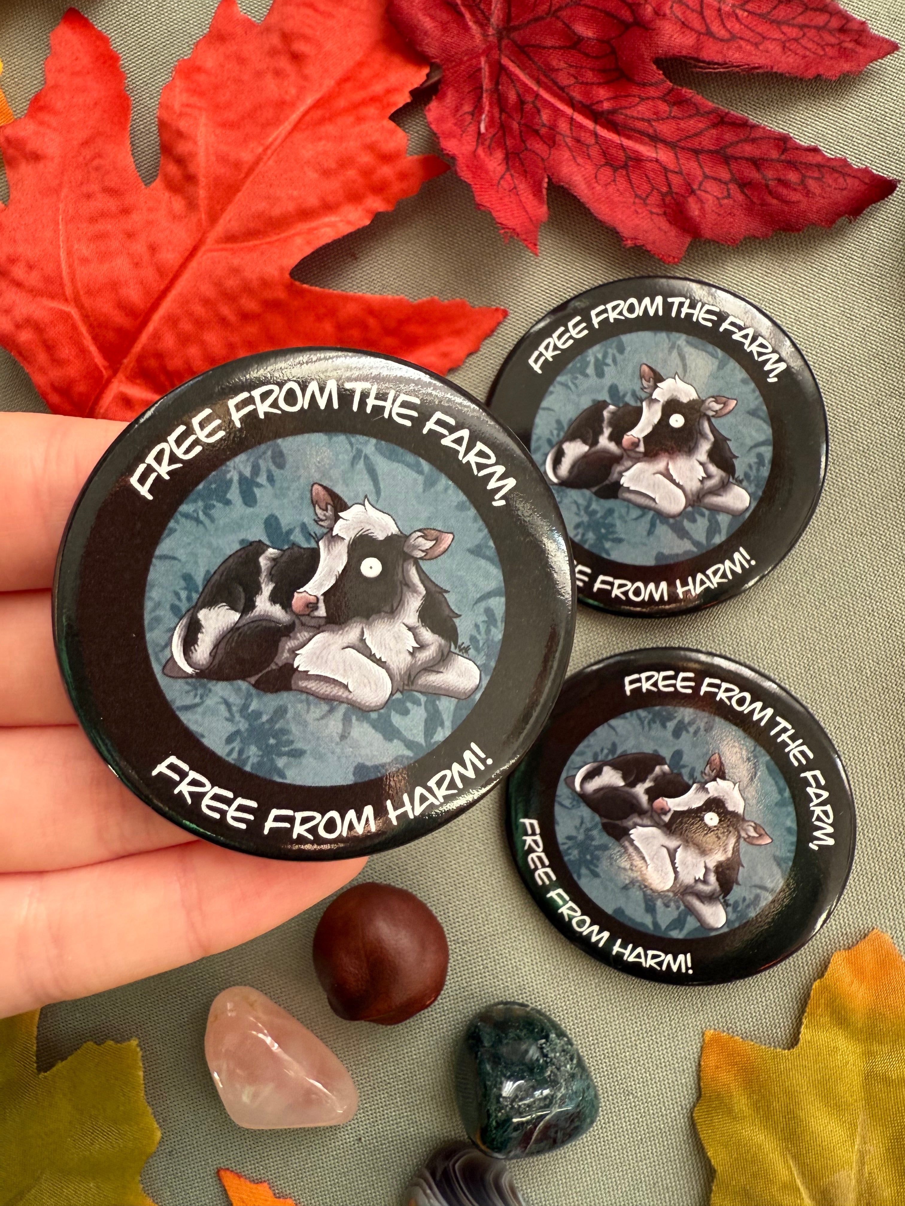 Vegan Cow Button Badge